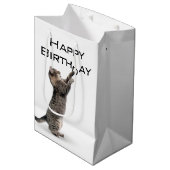 Birthday Tabby Cat Medium Cadeauzakje (Voorkant Gekanteld)
