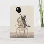 Birthday Tabby Cat op voorzitter Kaart (Voorkant)
