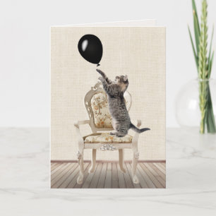 Birthday Tabby Cat op voorzitter Kaart