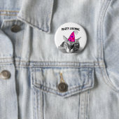 BIRTHDAY TABBY CAT PARTY DIER BUTTONNEN RONDE BUTTON 5,7 CM (In situ)