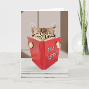Birthday Tabby Cat Reading Book Kaart