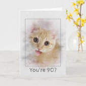 Birthday tabby kitten kaart (Gele Bloem)