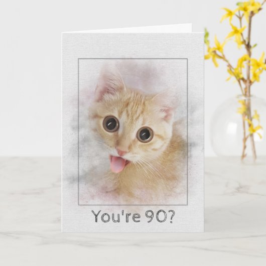 Birthday tabby kitten kaart (Gele Bloem)