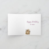 Birthday. Tabby Kitten met bloemen. Bedankkaart (Binnen)