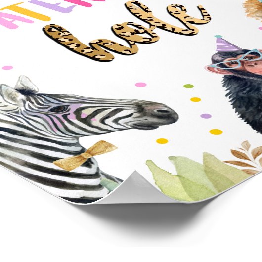 Birthday Table Sign Watering Hole Wild Animal Girl Poster (Hoek)