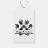 Birthday Tartan Play Pout Afdrukken in wit Cadeaulabel (Voorkant)