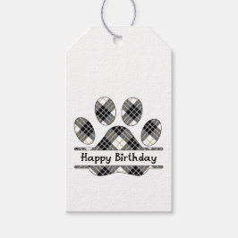 Birthday Tartan Play Pout Afdrukken in wit Cadeaulabel