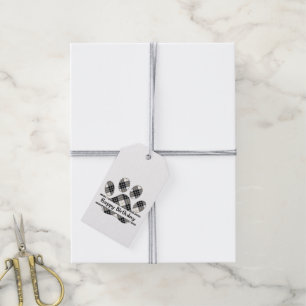 Birthday Tartan Play Pout Afdrukken in wit Cadeaulabel