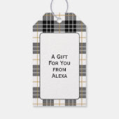 Birthday Tartan Play Pout Afdrukken in wit Cadeaulabel (Achterkant)