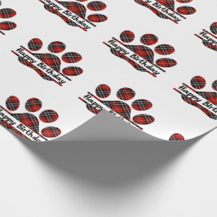 Birthday Tartan Play Pout Afdrukken in wit Cadeaupapier