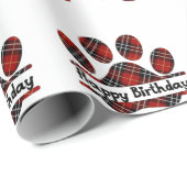 Birthday Tartan Play Pout Afdrukken in wit Cadeaupapier (Rol Hoek)