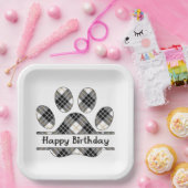 Birthday Tartan Play Pout Afdrukken in wit Papieren Bordje (Feest)