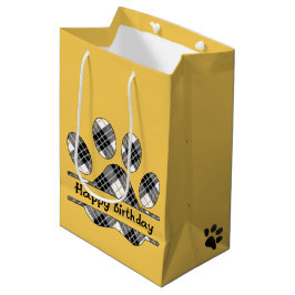 Birthday Tartan Play Pout print op Gold Medium Cadeauzakje