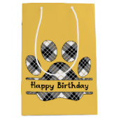 Birthday Tartan Play Pout print op Gold Medium Cadeauzakje (Voorkant)