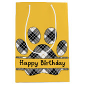 Birthday Tartan Play Pout print op Gold Medium Cadeauzakje (Voorkant)