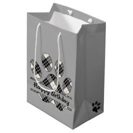 Birthday Tartan Pset Pw Print on Grey Medium Cadeauzakje
