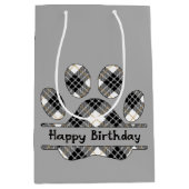 Birthday Tartan Pset Pw Print on Grey Medium Cadeauzakje (Voorkant)