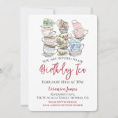 Birthday Tea Cups Party Kaart (Voorkant)