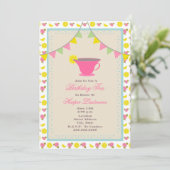 Birthday Tea Party Invitation Kaart (Staand voorkant)