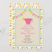 Birthday Tea Party Invitation Kaart (Voorkant / Achterkant)