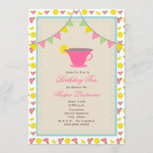 Birthday Tea Party Invitation Kaart