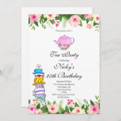 Birthday Tea Party Invitation Kaart (Voorkant / Achterkant)