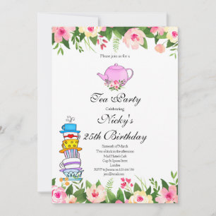 Birthday Tea Party Invitation Kaart