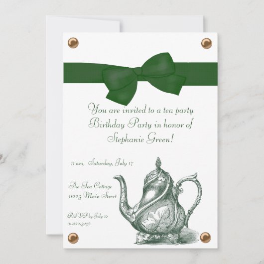 Birthday Tea Party Invitation Kaart (Voorkant)