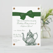 Birthday Tea Party Invitation Kaart (Staand voorkant)