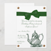 Birthday Tea Party Invitation Kaart (Voorkant / Achterkant)