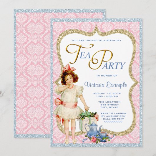 Birthday Tea Party Kaart (Voorkant / Achterkant)