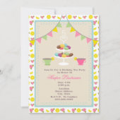 Birthday Tea Party + Macarons Uitnodiging (Voorkant)