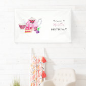 Birthday Tea Party Welcome Waterverf Floral Spandoek (Insitu)