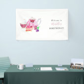 Birthday Tea Party Welcome Waterverf Floral Spandoek (Beurs)