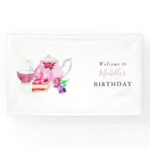 Birthday Tea Party Welcome Waterverf Floral