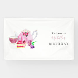 Birthday Tea Party Welcome Waterverf Floral Spandoek
