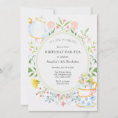 Birthday Tea Party Whimsical Wildflower Invitation Kaart (Voorkant)