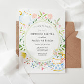 Birthday Tea Party Whimsical Wildflower Invitation Kaart
