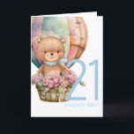 Birthday Teddy Bear Balloon 21ST Kaart<br><div class="desc">Birthday Teddy Bear Balloon 21ST Kaart lieve baby draagt een persoonlijke kaart voor een jongen. We kunnen snel wachten. Klik op de knop "Aanpassen!" om de tekstgrootte,  de tekstkleur,  de lettertypestijl en nog veel meer te wijzigen.</div>
