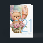 Birthday Teddy Bear Balloon 21ST Kaart<br><div class="desc">Birthday Teddy Bear Balloon 21ST Kaart lieve baby draagt een persoonlijke kaart voor een jongen. We kunnen snel wachten. Klik op de knop "Aanpassen!" om de tekstgrootte,  de tekstkleur,  de lettertypestijl en nog veel meer te wijzigen.</div>