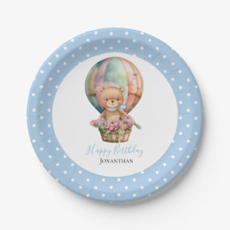 Birthday Teddy Bear Balloon Poke Stippen Papieren Bordje