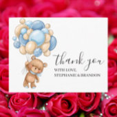 Birthday Teddy Bear Blue Boy Balloons Dank je Briefkaart