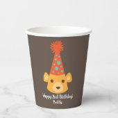 Birthday Teddy Bear die een Pet van de Partij van  Papieren Bekers (Voorkant)