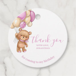 Birthday Teddy Bear Pink Hartelijk dank voor de ca Bedankjes Labels