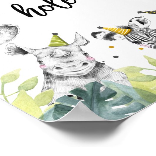 Birthday-teken van de partij "Watering Hole Safari Poster (Hoek)