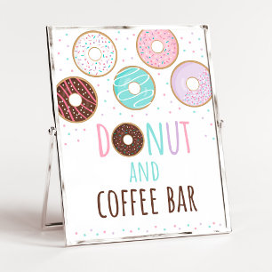 Birthday-teken voor roze donut & koffiebalie poster