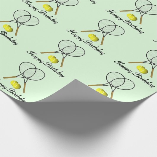 Birthday Tennis Green Sports Cadeaupapier (Hoek)
