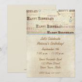 Birthday Text Uitnodiging (Voorkant / Achterkant)