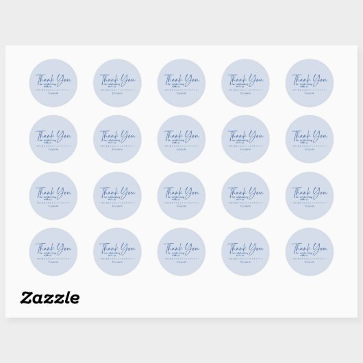 Birthday Thank You Blue Minimalist Script Ronde Sticker (Vel)