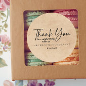 Birthday Thank You Kraft Minimalist Script Ronde Sticker